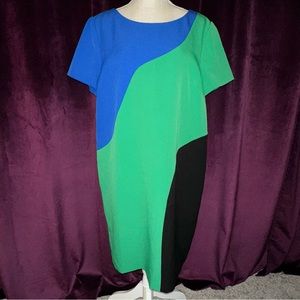 Mod Color Block Shift Dress, 1X